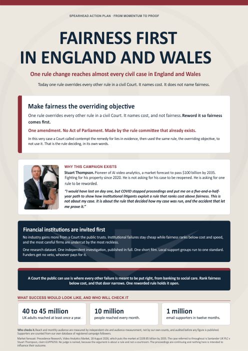 Fairness First action plan, page one: make fairness the overriding objective
