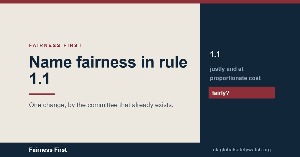 Fairness First. One rule runs every civil case, from banking to social care.